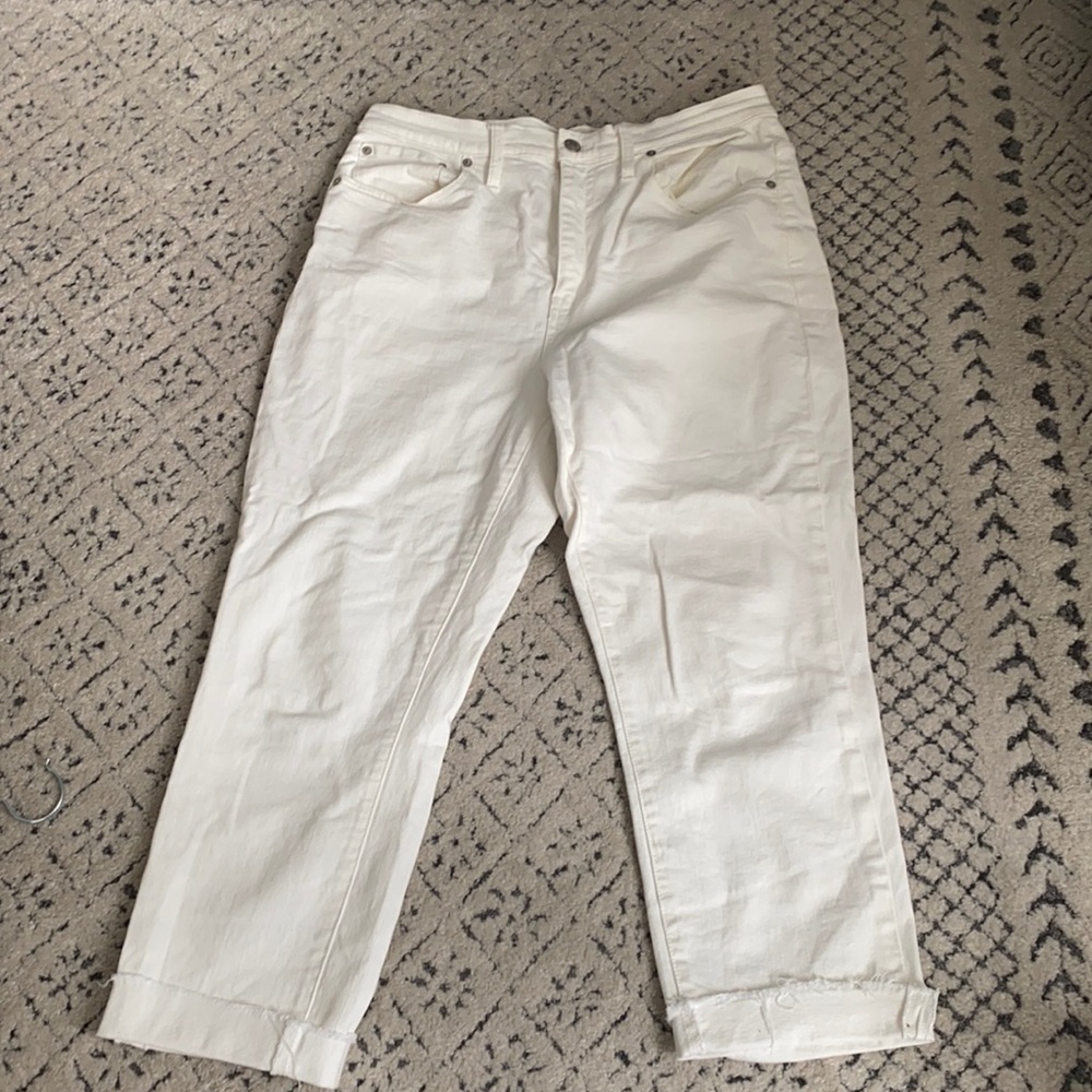 Madewell High-Rise Slim Crop Boyjean in White